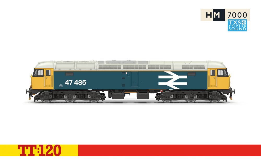 Hornby TT:120 TT3097TXS BR Large Logo Blue - Class 47 - 47485 - DCC Sound Fitted