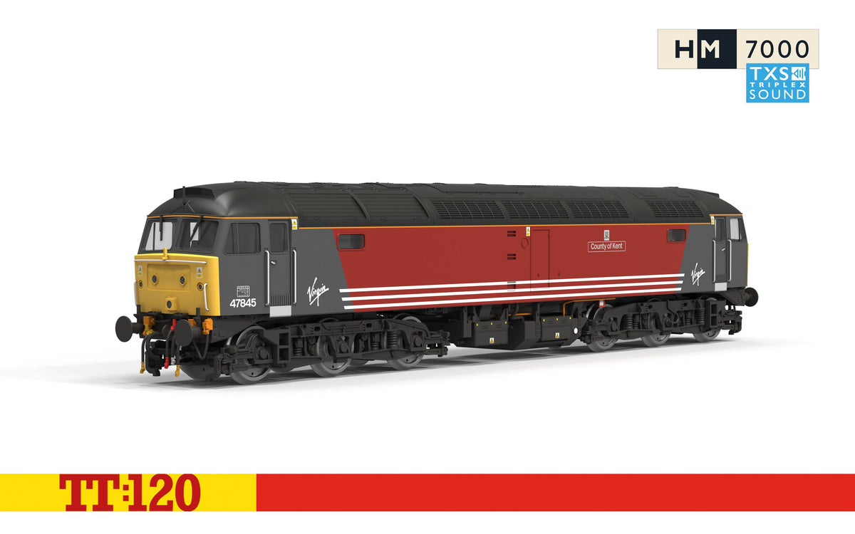Hornby TT:120 TT3098TXS Virgin Trains Red Class 47 47845 County of Kent - DCC SF