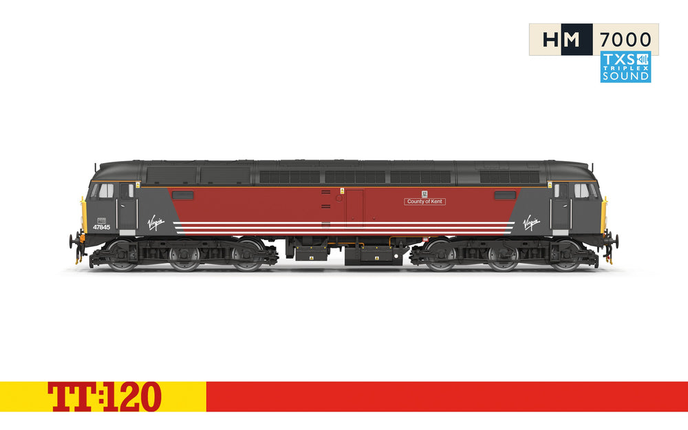 Hornby TT:120 TT3098TXS Virgin Trains Red Class 47 47845 County of Kent - DCC SF