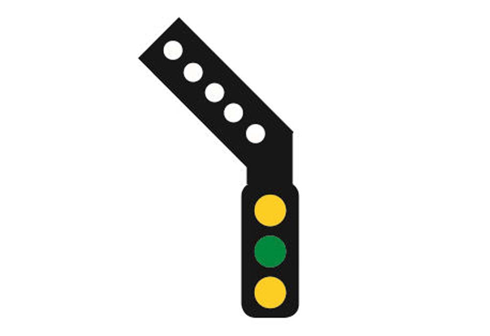 Train Tech DCC Signal (LH Feather) - 3 Aspect Distant HO/OO Gauge TTDS4L