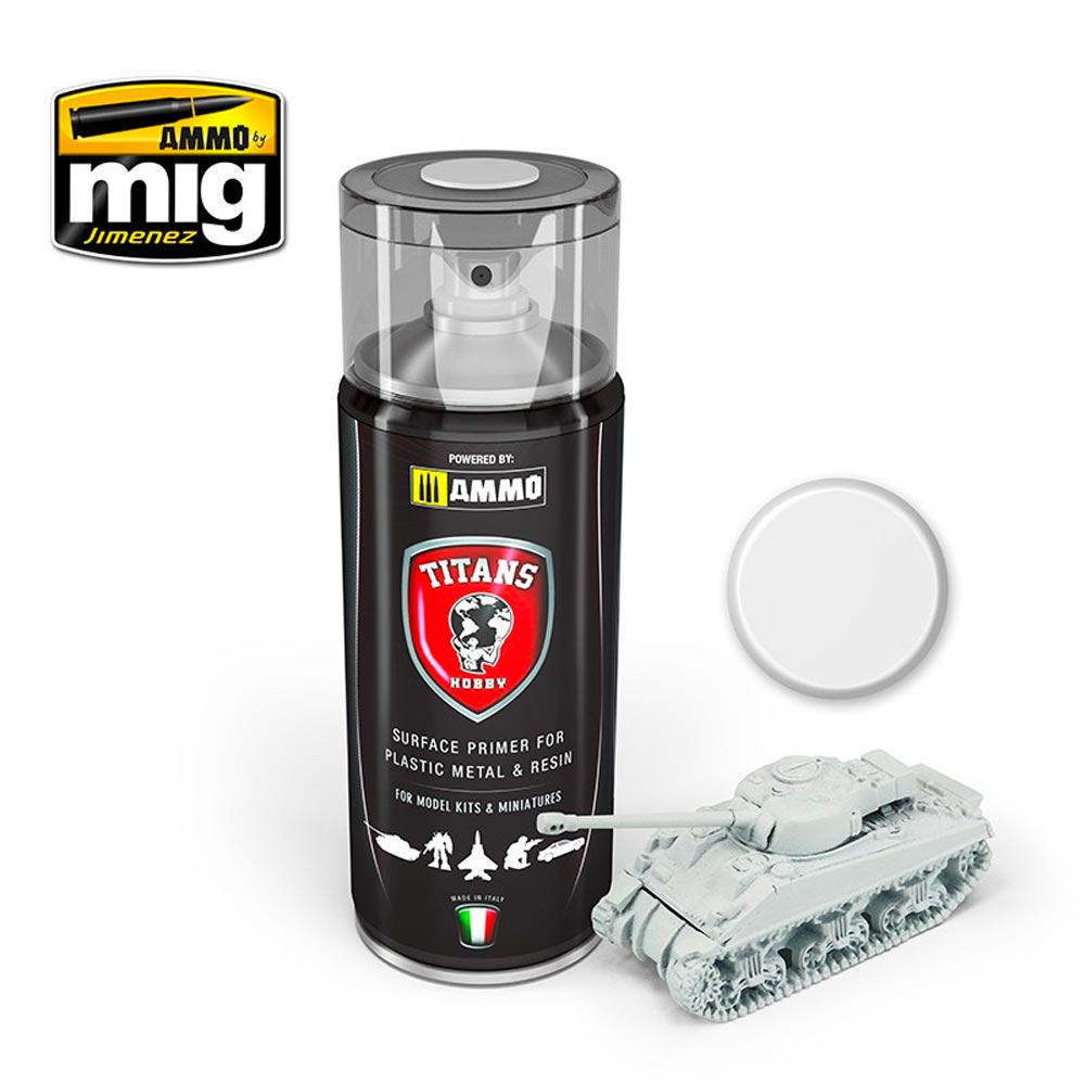 Ammo by Mig Titans Hobby 101 White Matt Primer 400ml Model Spray Paint Can TTH101
