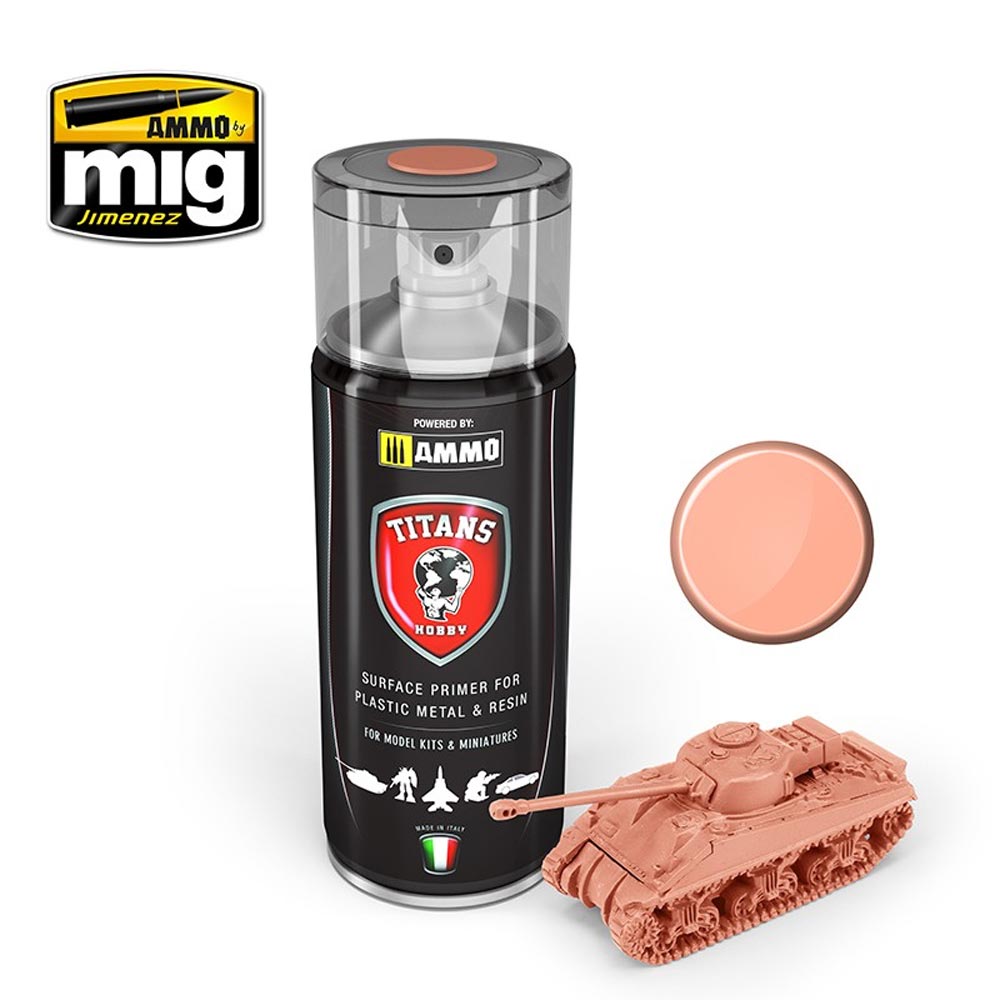 Ammo by Mig Titans Hobby 115 Flesh Tone Matt Primer 400ml Model Spray Paint Can TTH115