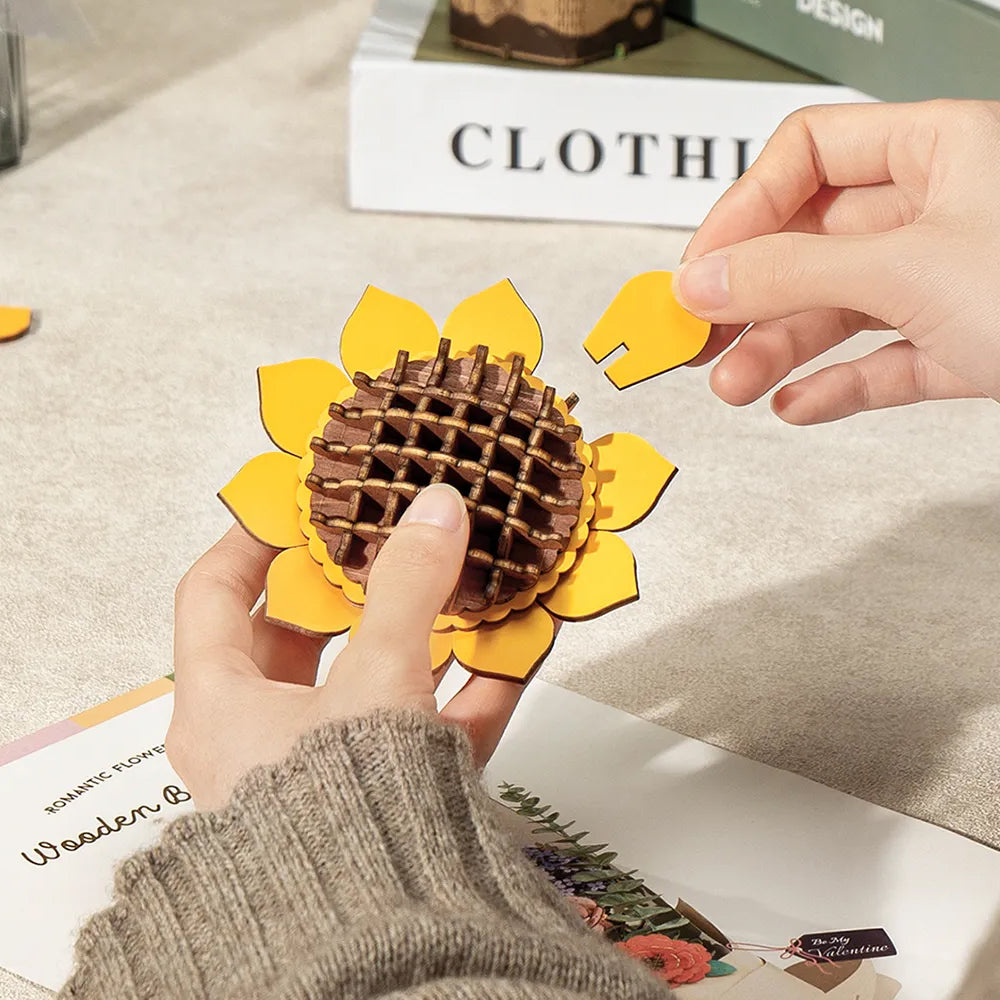 ROBOTIME Rowood Sunflower Wooden Flower Craft Kit TW011