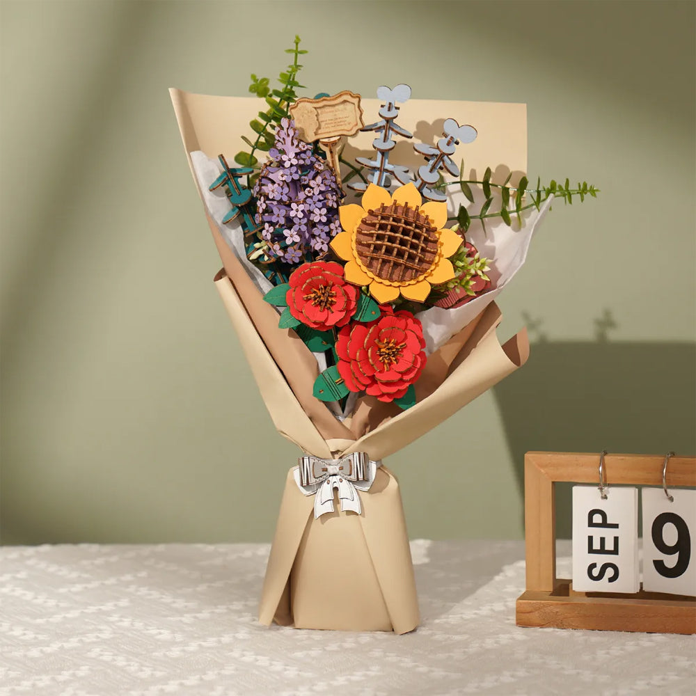 ROBOTIME Rowood Flower Bouquet Wooden Flower Craft Kit TW01H