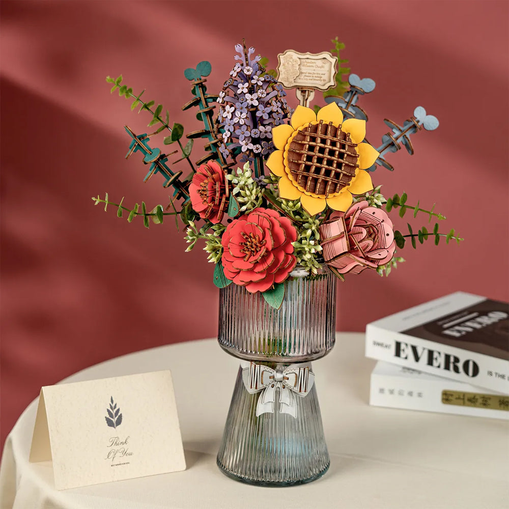 ROBOTIME Rowood Flower Bouquet Wooden Flower Craft Kit TW01H