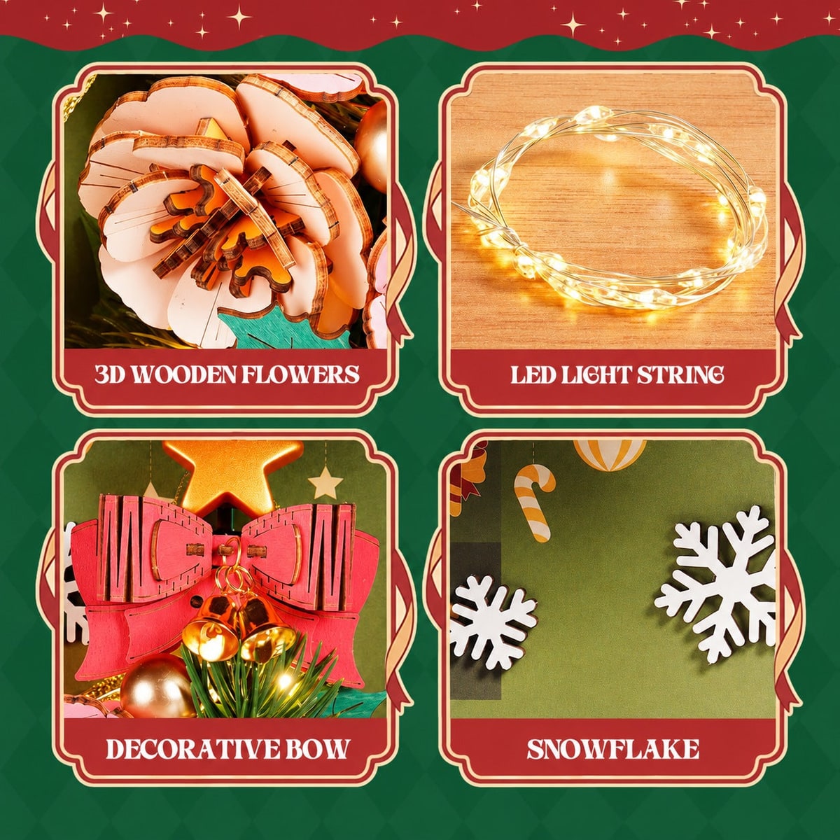 Rowood Everglow Christmas Tree Wooden 3D Puzzle TW05H