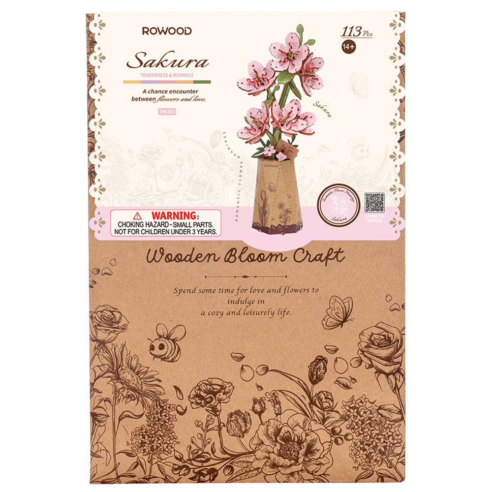 ROBOTIME Rowood Sakura Wooden Flower Craft Kit TW101