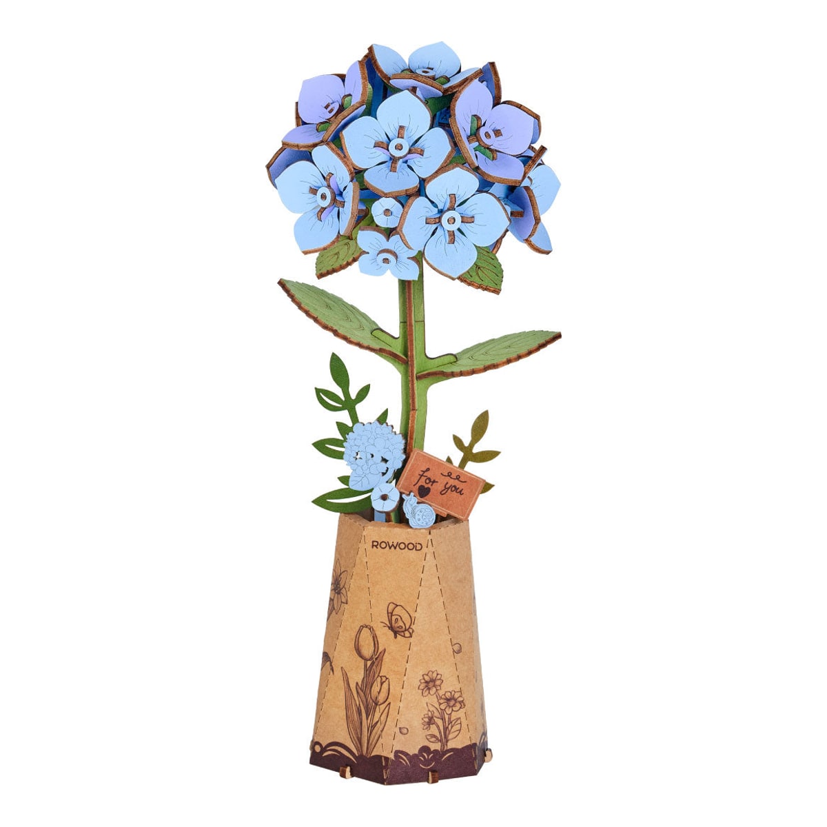 Rowood Blue Hydrangea DIY Flower 3D Wooden Puzzle TW141