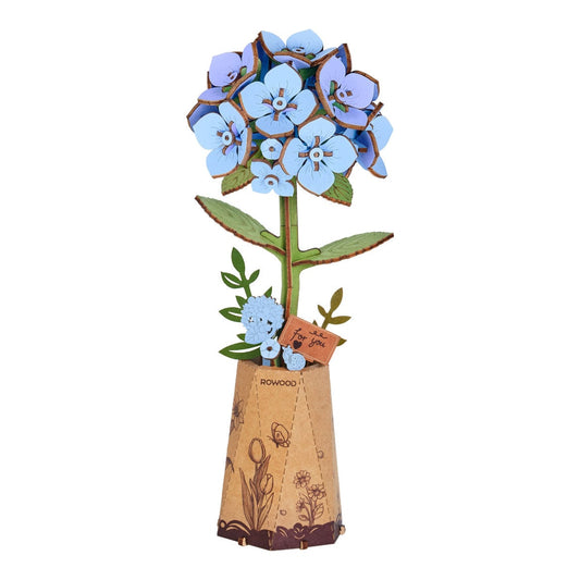 Rowood Blue Hydrangea DIY Flower 3D Wooden Puzzle TW141
