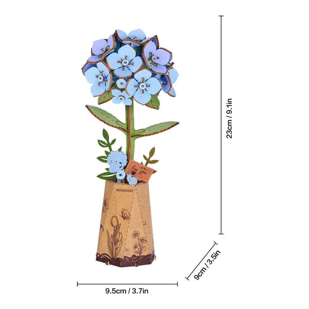 Rowood Blue Hydrangea DIY Flower 3D Wooden Puzzle TW141