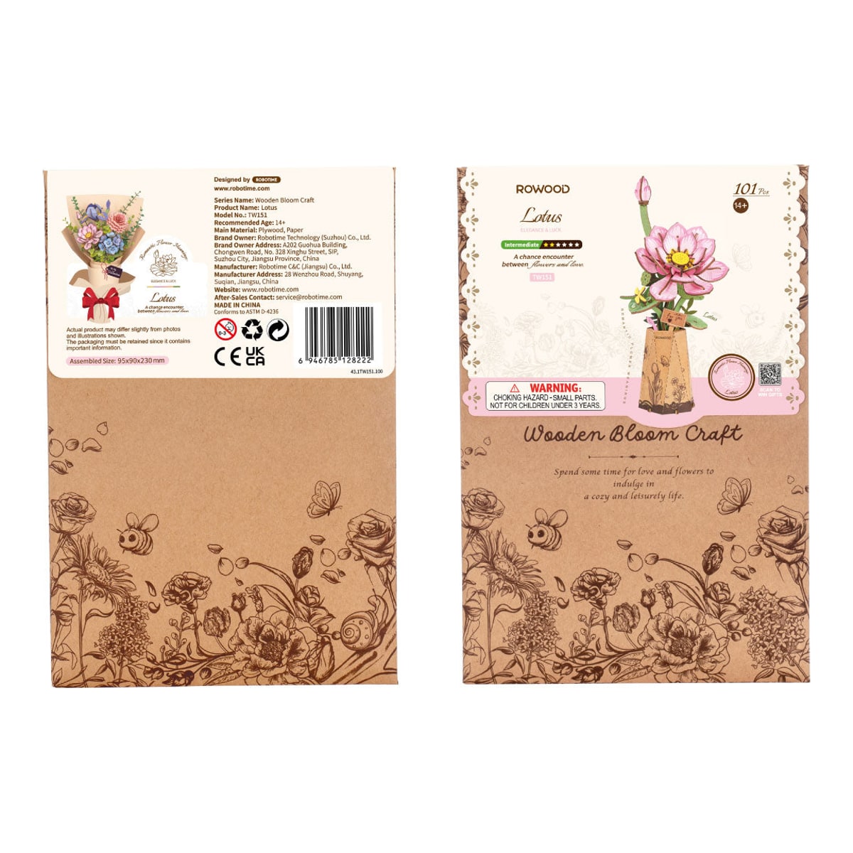Rowood Lotus DIY Wooden Flower 3D Puzzle TW151 - image 4