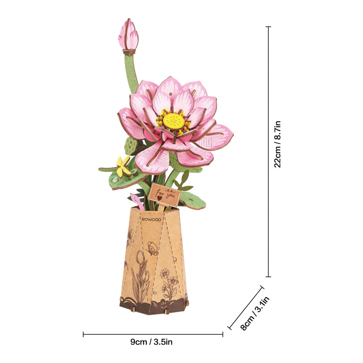 Rowood Lotus DIY Wooden Flower 3D Puzzle TW151