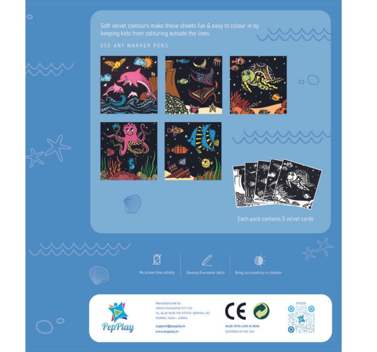 PepPlay 20101 Velvet Colouring Cards- Ocean