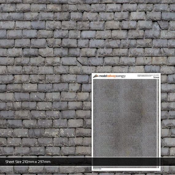 Scale Model Scenery TX014 Weathered Slate Roofing Texture Paper (Pk5)OO/HO Gauge