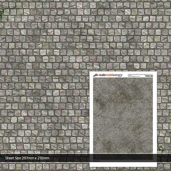 Scale Model Scenery TX026 Cobblestones Texture Paper (Pk of 5) OO/HO Gauge