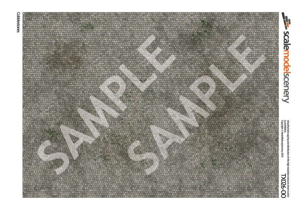Scale Model Scenery TX026 Cobblestones Texture Paper (Pk of 5) OO/HO Gauge