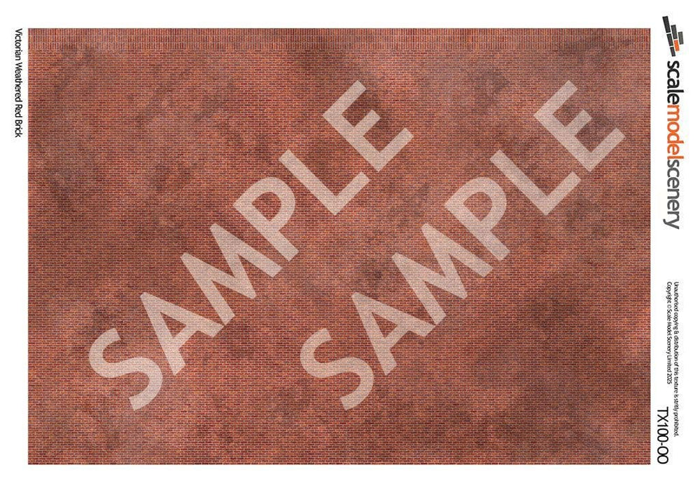 Scale Model Scenery TX100 Victorian Weathered Red Brick Texture Paper Pk5 OO/HO