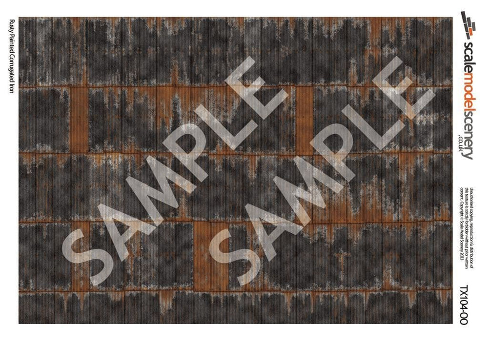 Scale Model Scenery TX104 Rusty Black Painted & Weathered Corrugated Iron OO/HO