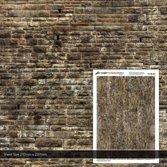 Scale Model Scenery TX148 Weathered Sandstone Ashlars Texture Paper OO/HO Gauge