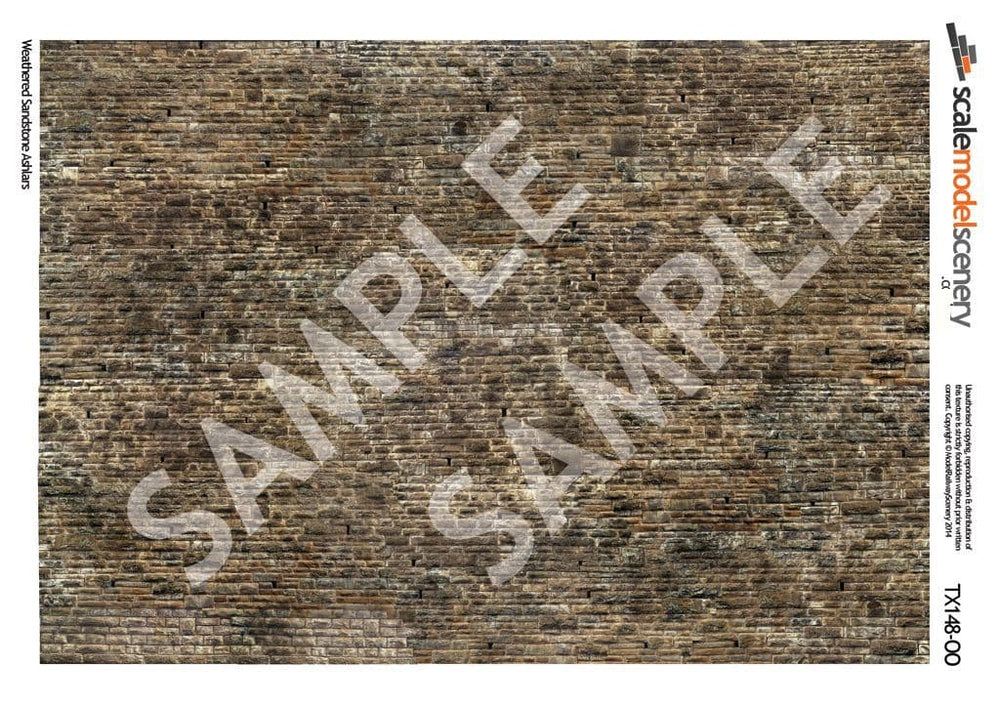 Scale Model Scenery TX148 Weathered Sandstone Ashlars Texture Paper OO/HO Gauge