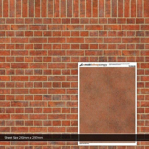 Scale Model Scenery TX198 English Bond Red Brick Texture Paper (Pk5) OO/HO Gauge