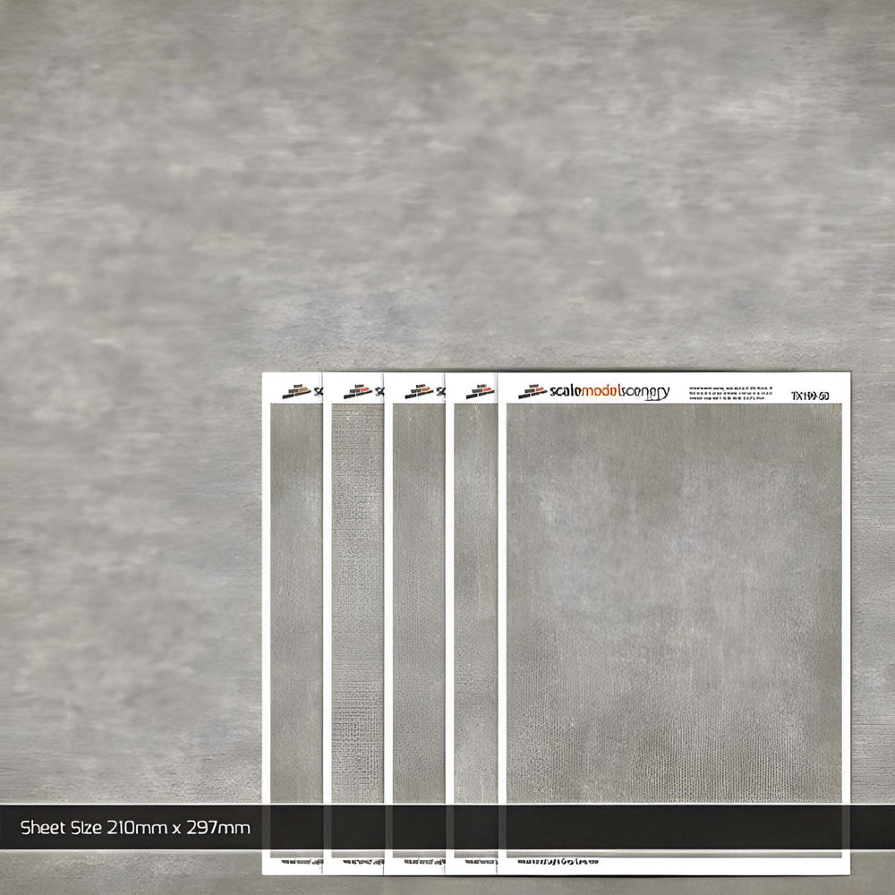 Scale Model Scenery TX199 Weathered Light Grey Concrete Texture Paper Pk5 OO/HO