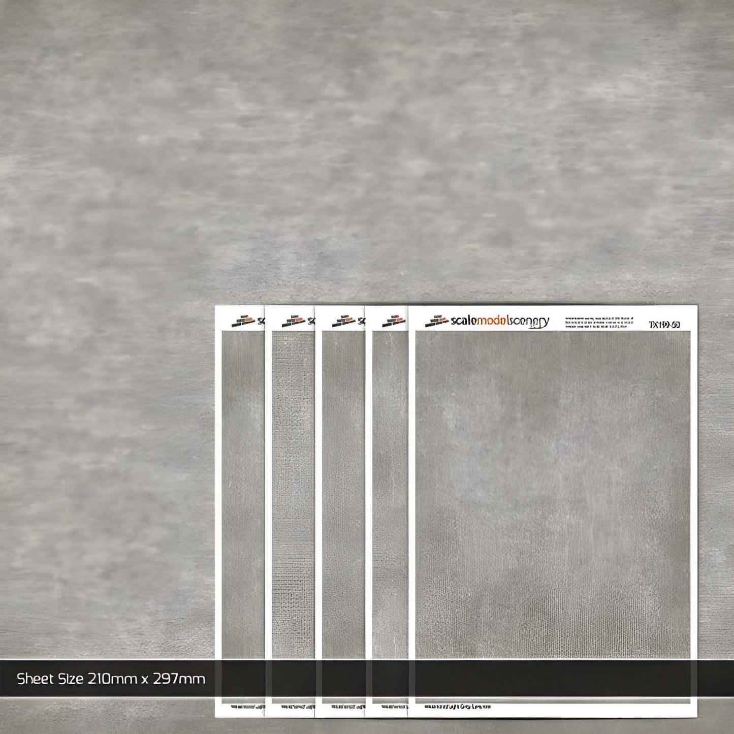 Scale Model Scenery TX199 Weathered Light Grey Concrete Texture Paper Pk5 OO/HO