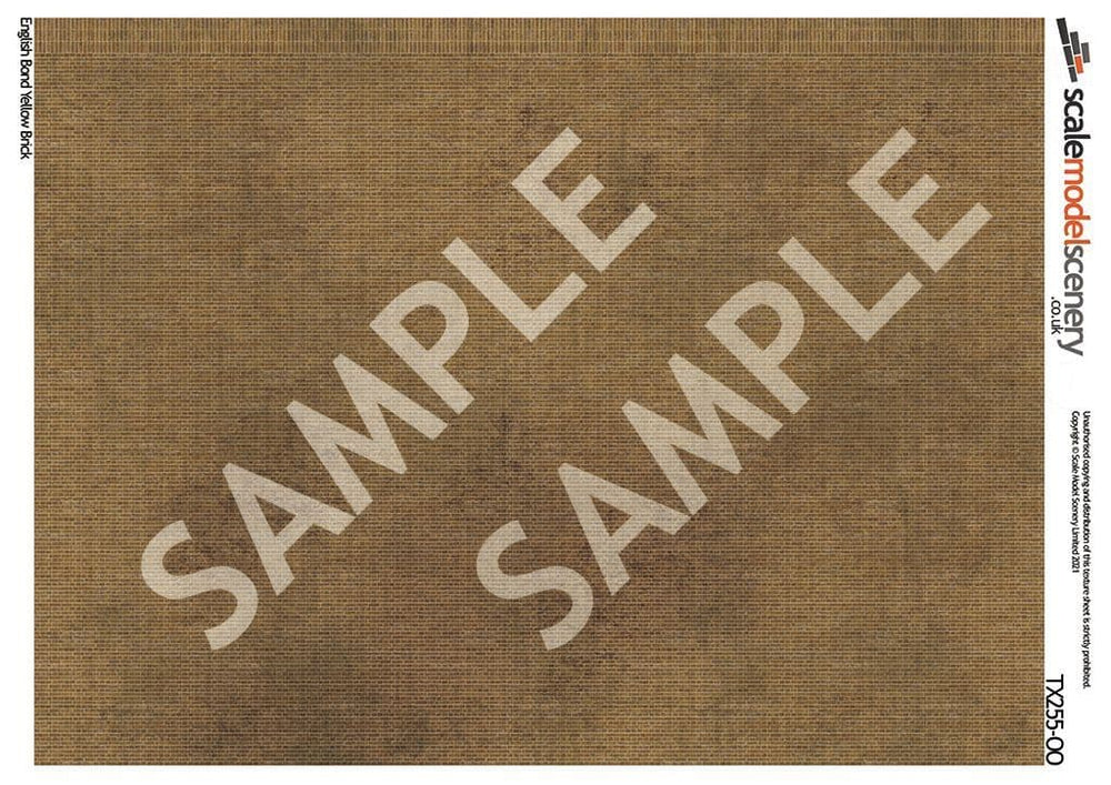 Scale Model Scenery TX255 English Bond Yellow Brick Texture Paper Pk5 OO/HO