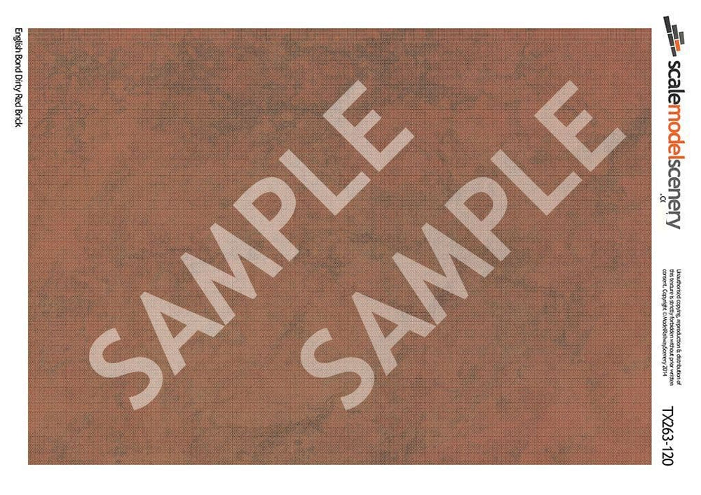 Scale Model Scenery TX263 English Bond Dirty Red Brick Paper (Pk 5) OO/HO Gauge