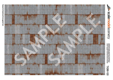 Scale Model Scenery TX280 Rusty & Weathered Corrugated Iron Paper OO/HO Gauge