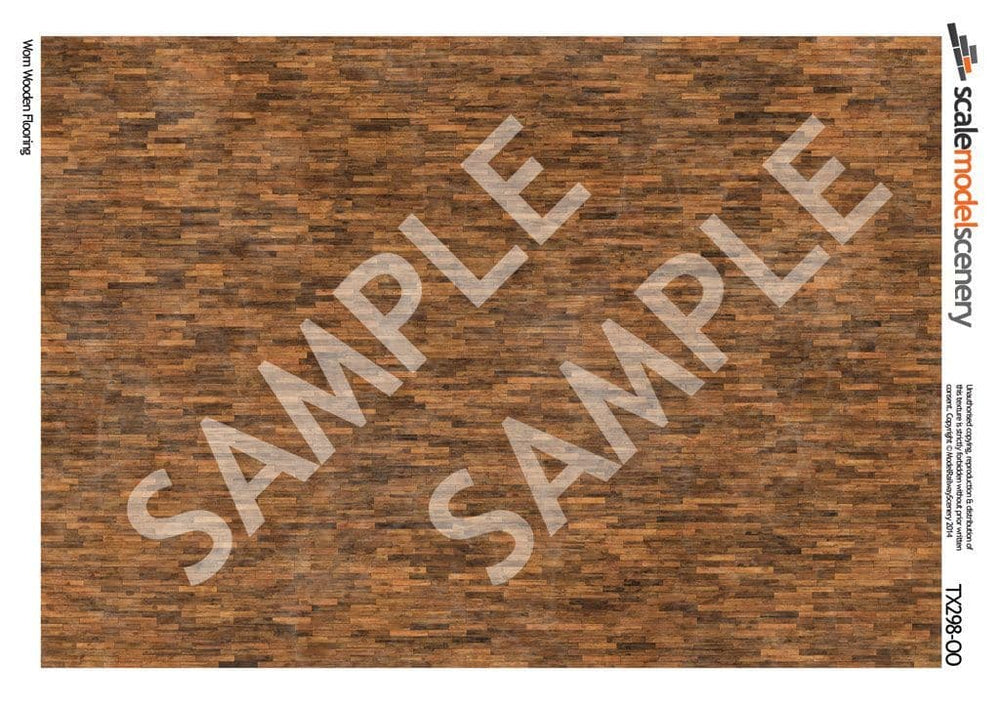 Scale Model Scenery TX298 Worn Wooden Flooring Texture Paper (Pk 5) OO/HO Gauge