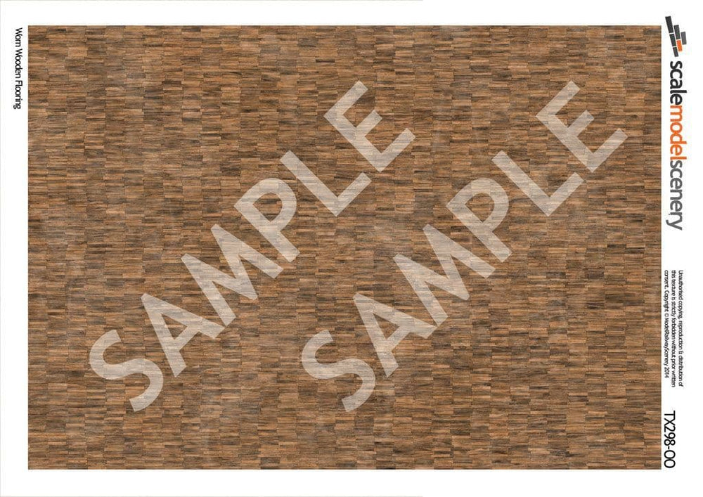 Scale Model Scenery TX298 Worn Wooden Flooring Texture Paper (Pk 5) OO/HO Gauge