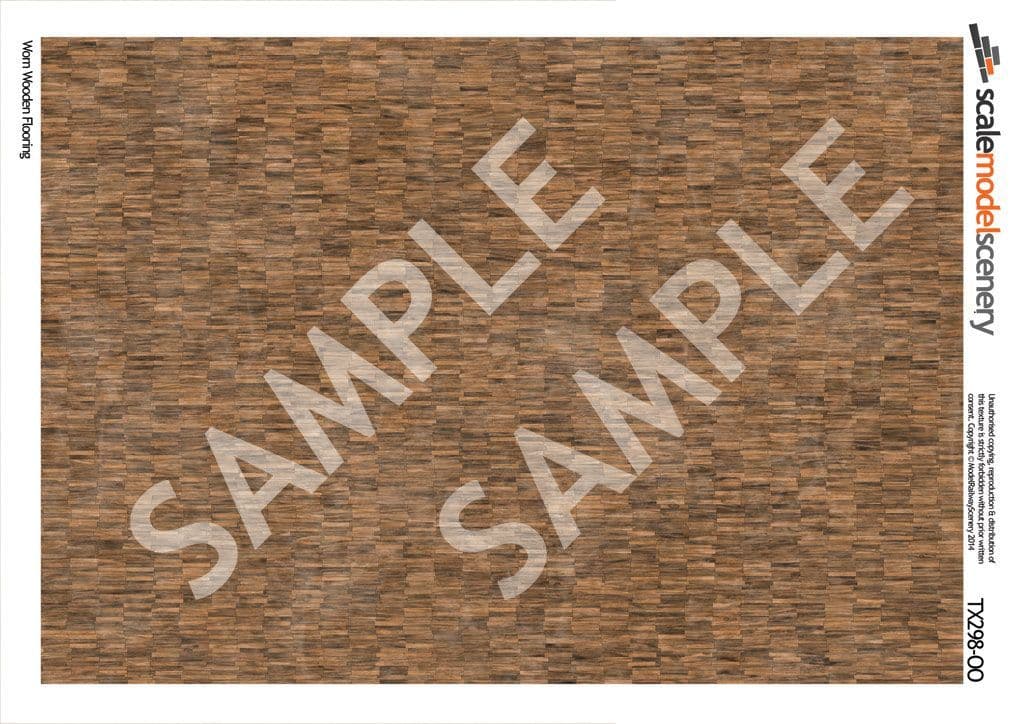 Scale Model Scenery TX298 Worn Wooden Flooring Texture Paper (Pk 5) OO/HO Gauge