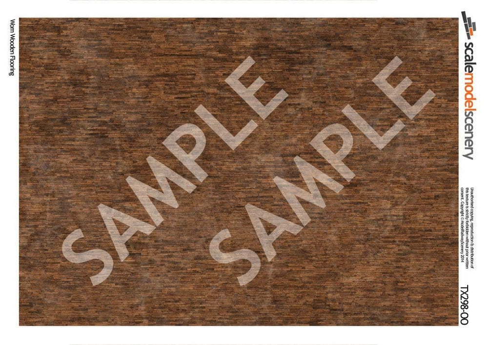 Scale Model Scenery TX298 Worn Wooden Flooring Texture Paper (Pk 5) OO/HO Gauge