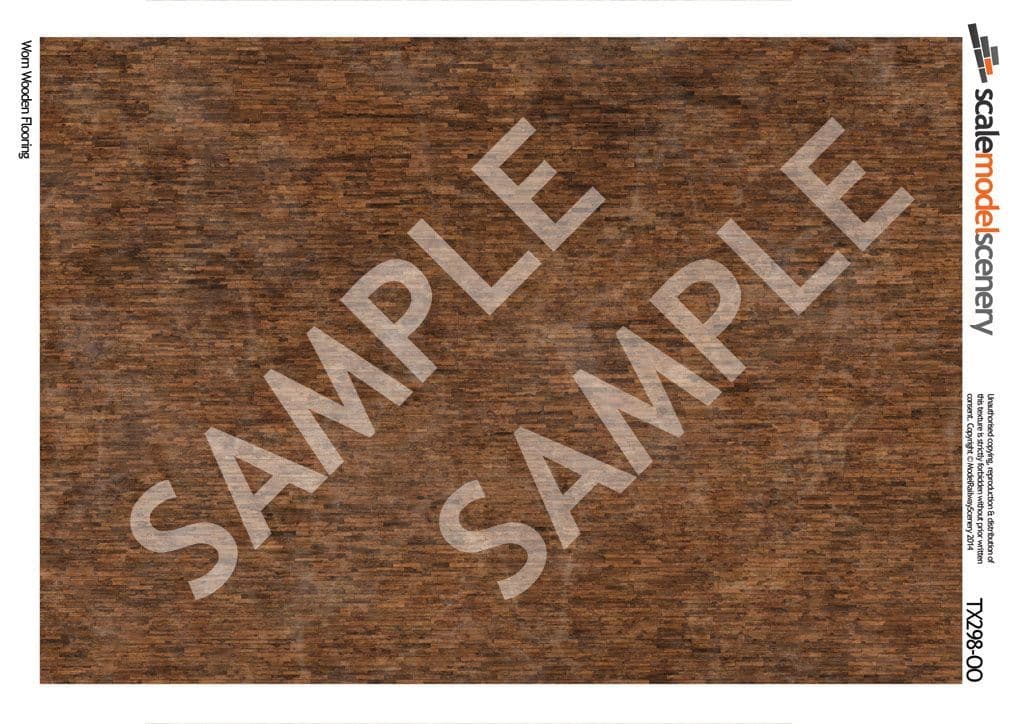 Scale Model Scenery TX298 Worn Wooden Flooring Texture Paper (Pk 5) OO/HO Gauge