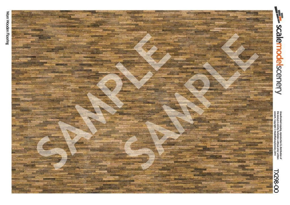 Scale Model Scenery TX298 Worn Wooden Flooring Texture Paper (Pk 5) OO/HO Gauge