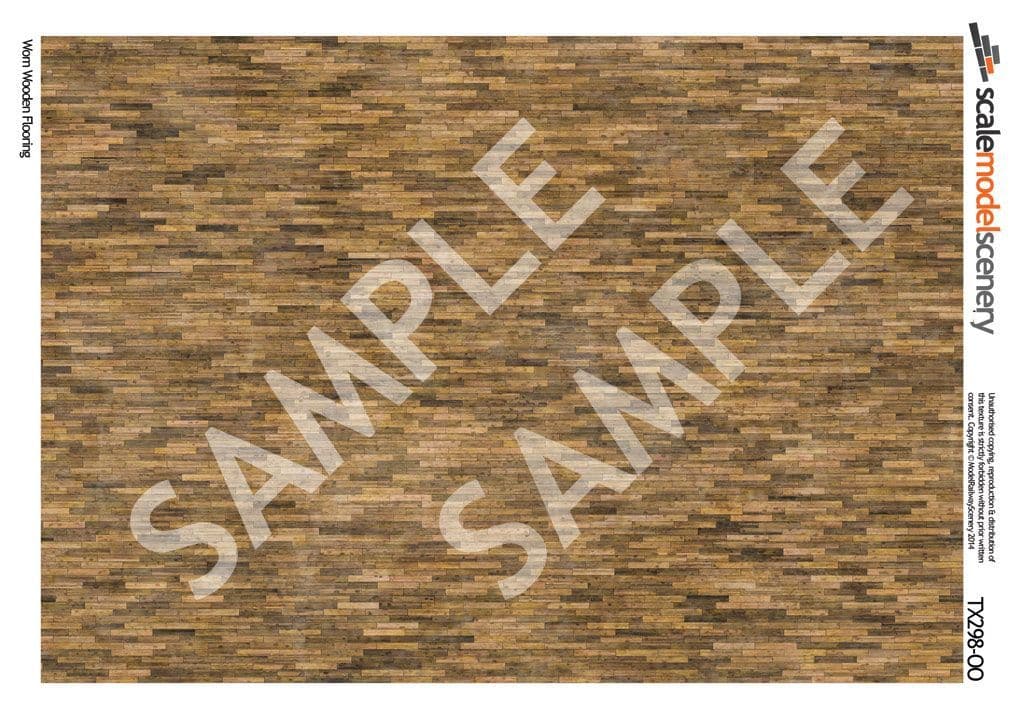 Scale Model Scenery TX298 Worn Wooden Flooring Texture Paper (Pk 5) OO/HO Gauge