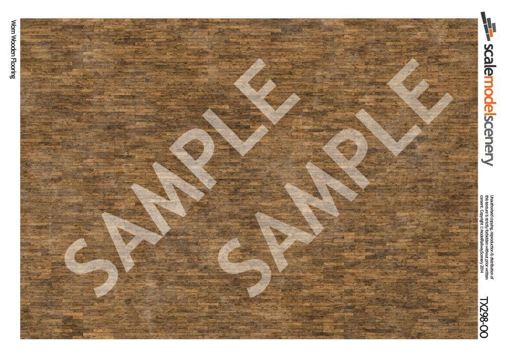 Scale Model Scenery TX298 Worn Wooden Flooring Texture Paper (Pk 5) OO/HO Gauge