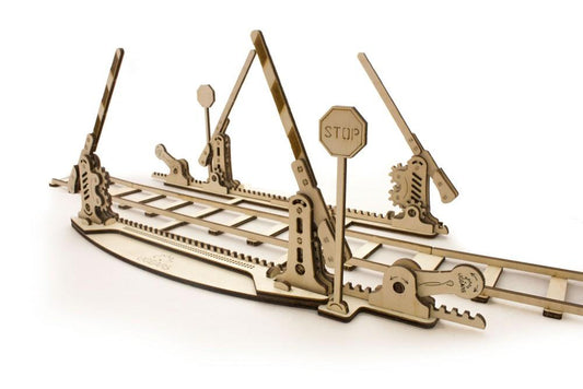 UGEARS Rail Crossing Mechanical Wooden Model Kit 70014