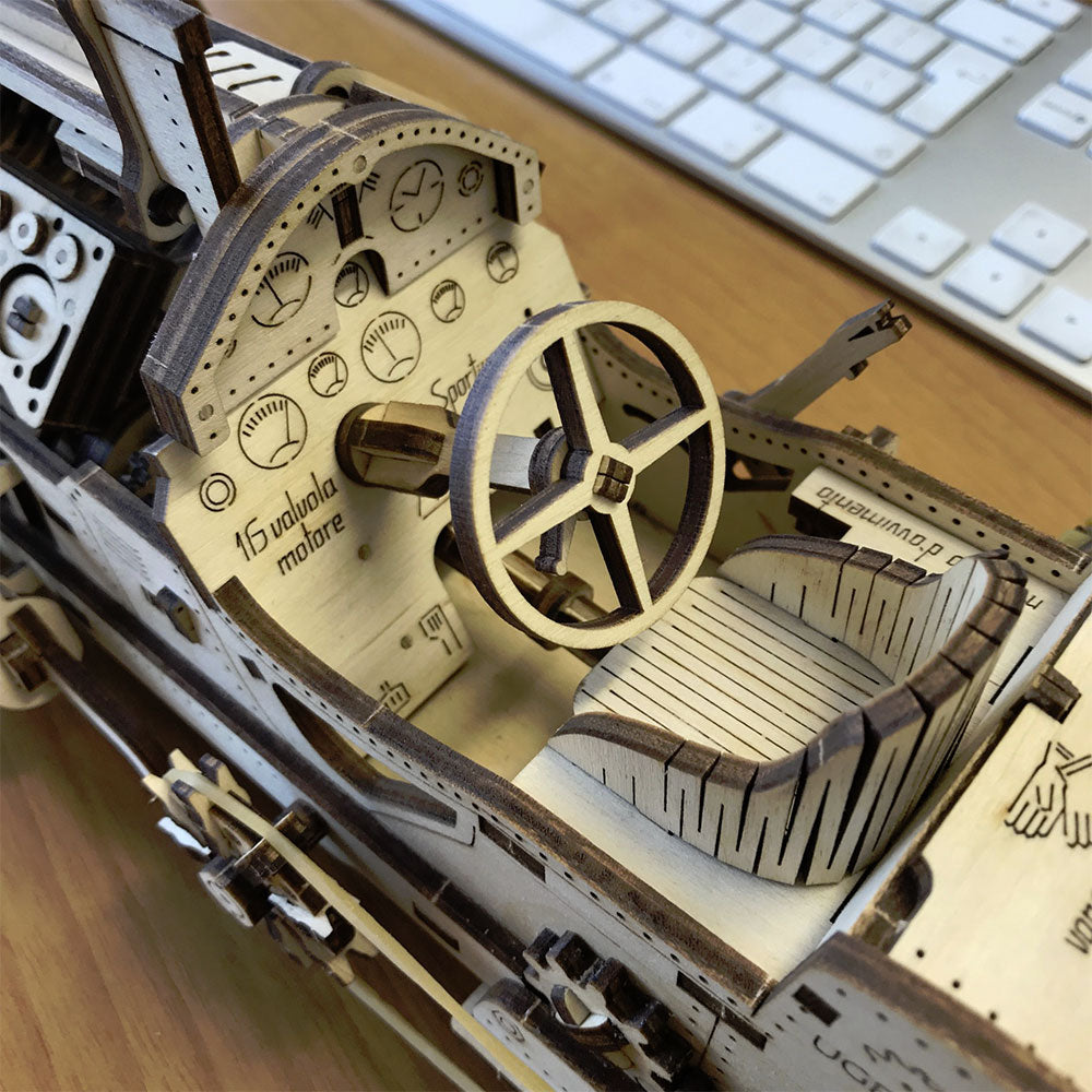 UGEARS U-9 Grand Prix Car Mechanical Wooden Model Kit 70044