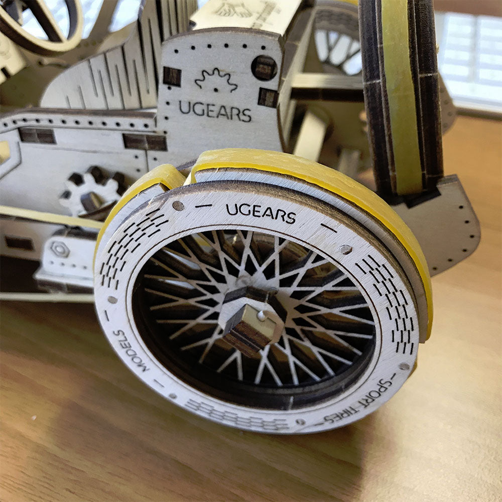UGEARS U-9 Grand Prix Car Mechanical Wooden Model Kit 70044