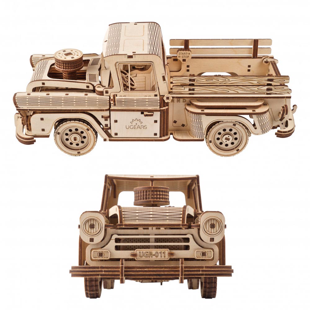 UGEARS 70171 Lumberjack Pick Up Truck Mechanical  Wooden Model Kit