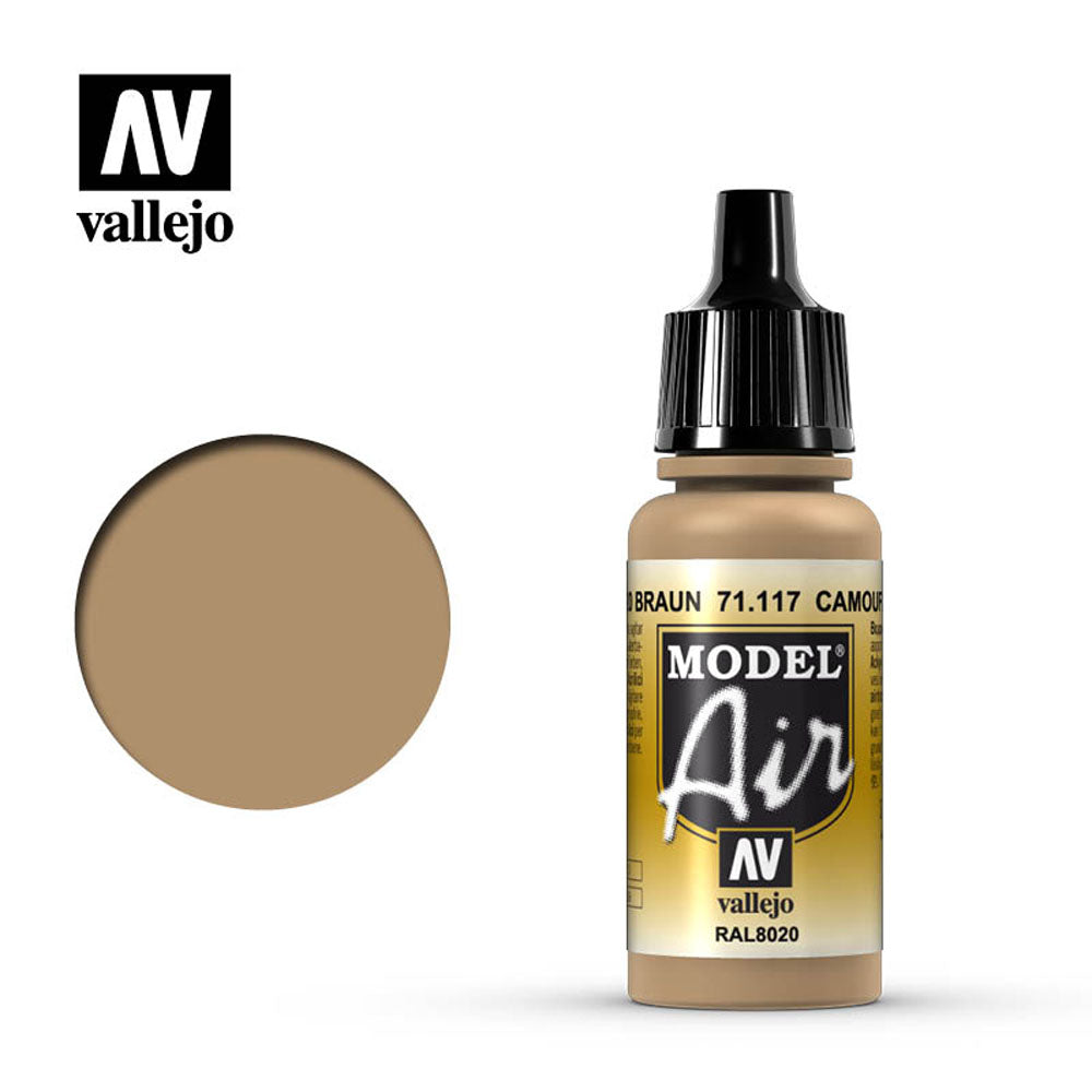 Vallejo Model Air - Camouflage Brown RAL8020 18ml Model Paint 71117