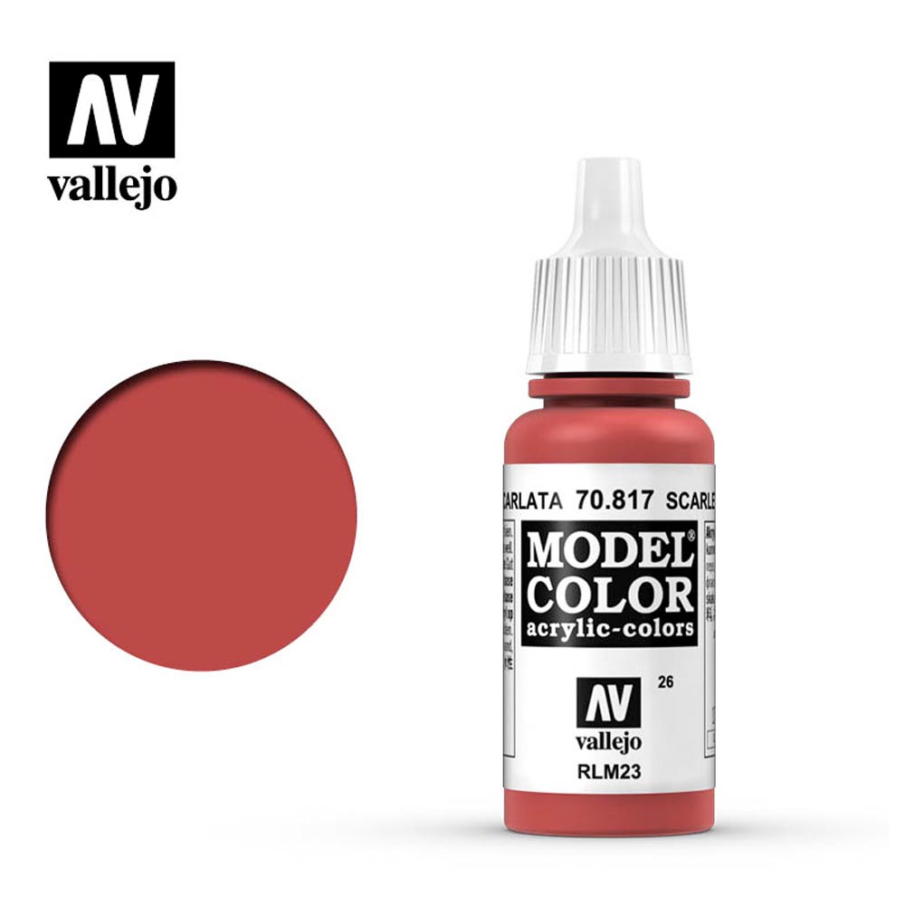 Vallejo 817 Model Colour Scarlet 18ml Paint Dropper Bottle