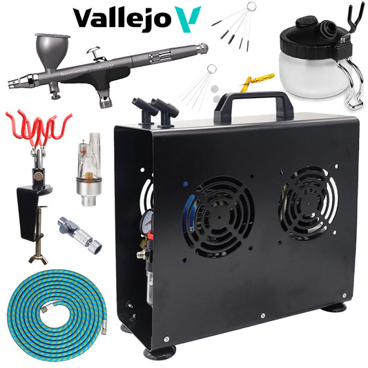 Vallejo Innovator 2-in-1 Airbrush 90001 Premium Compressor Bundle Kit