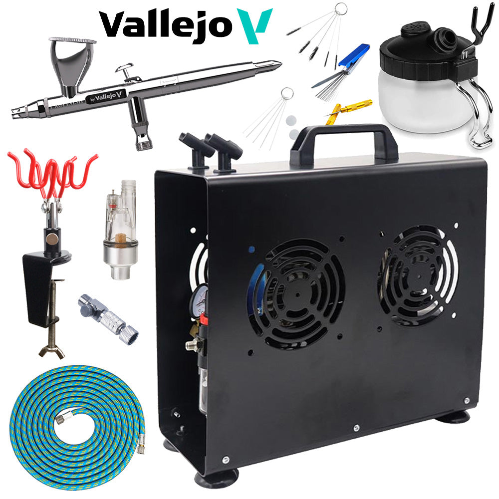 Vallejo Profinish 2-in-1 Airbrush 90002 Premium Compressor Bundle Kit