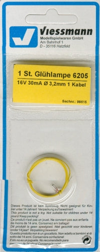 Viessmann 6205 Spare Bulb Clear T1 3.2mm Diameter 16v 30mA