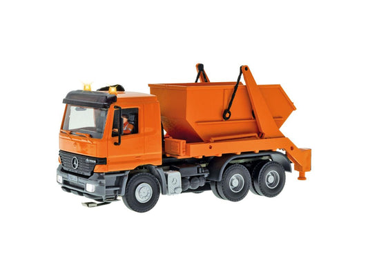 Viessmann CarMotion MB Actros 3 Axle Skip Loader Orange w/Lights VN8040 HO Gauge