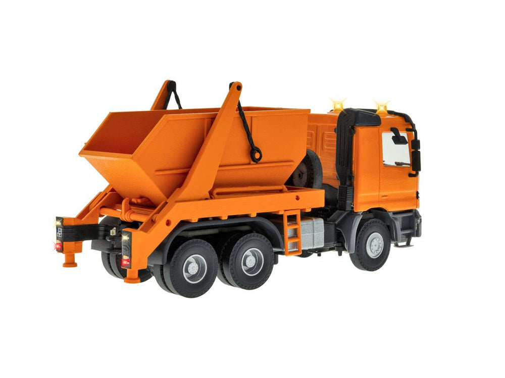 Viessmann CarMotion MB Actros 3 Axle Skip Loader Orange w/Lights VN8040 HO Gauge