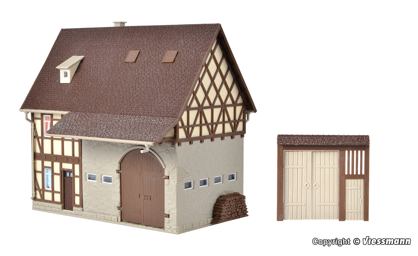 Vollmer 43731 Farmhouse with Barn and Yard Gate Kit HO